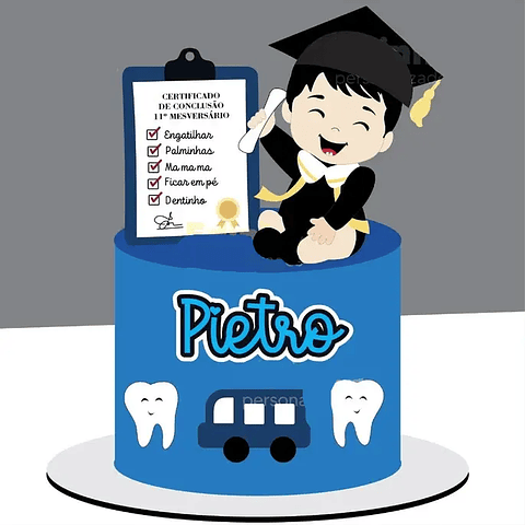 Arquivo Topo de Bolo Formatura Bebê Dentinho - EM CAMADAS