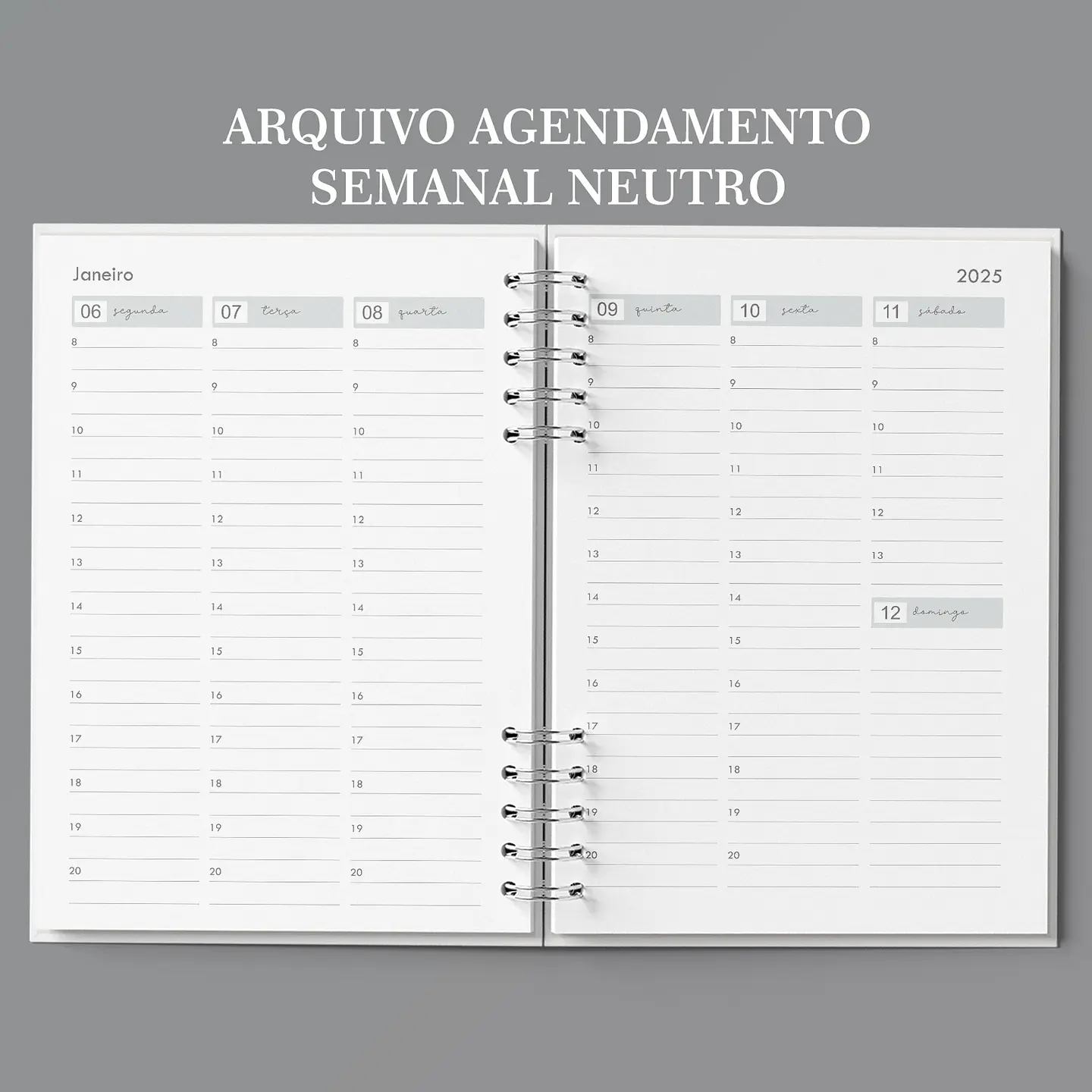 Arquivo Miolo Agenda Agendamento Semanal 2025 Neutro - Bicho Papel 1