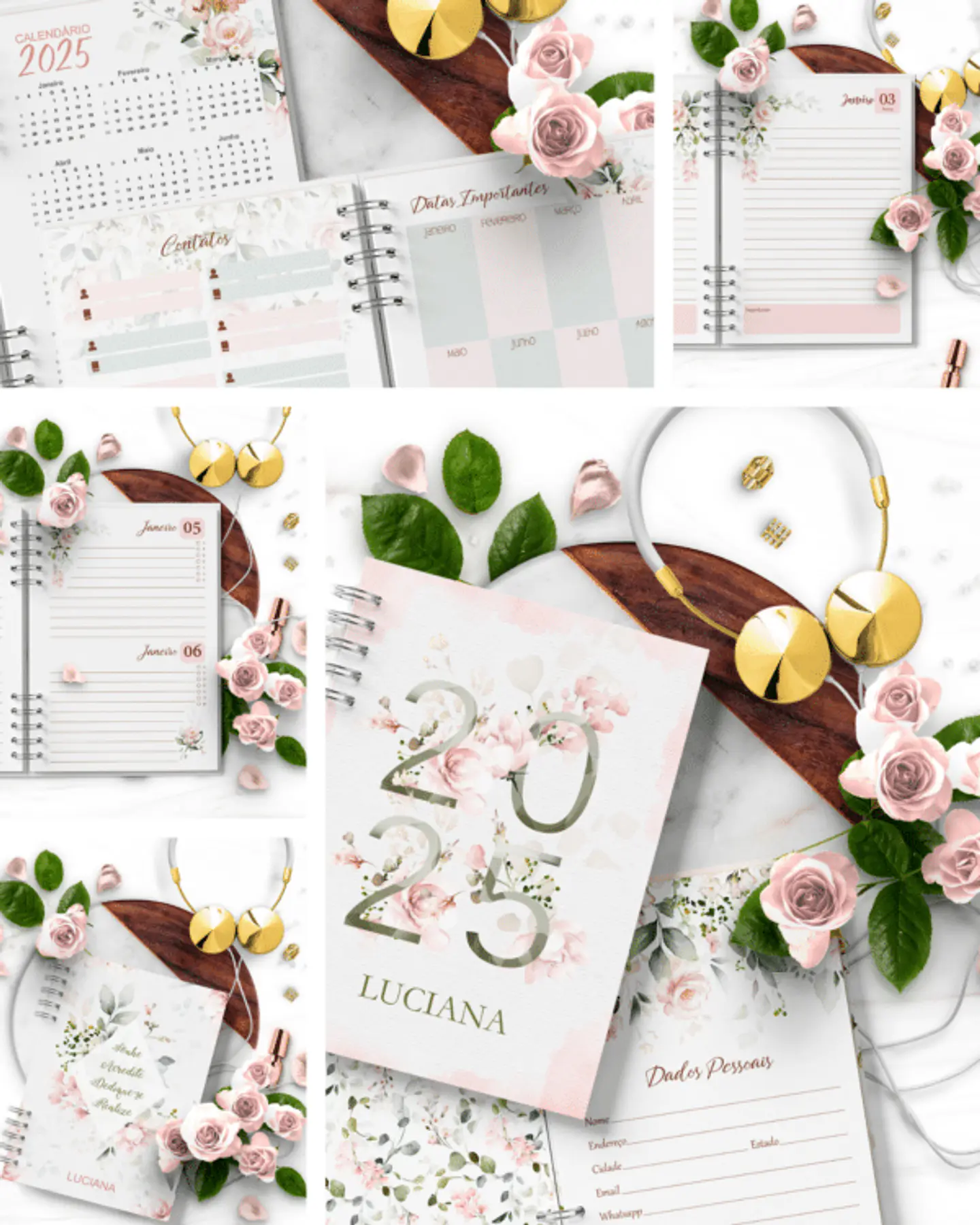 Arquivo Combo 4 Agendas Floral Rosa 2025 e Permanente – Bicho Papel 1