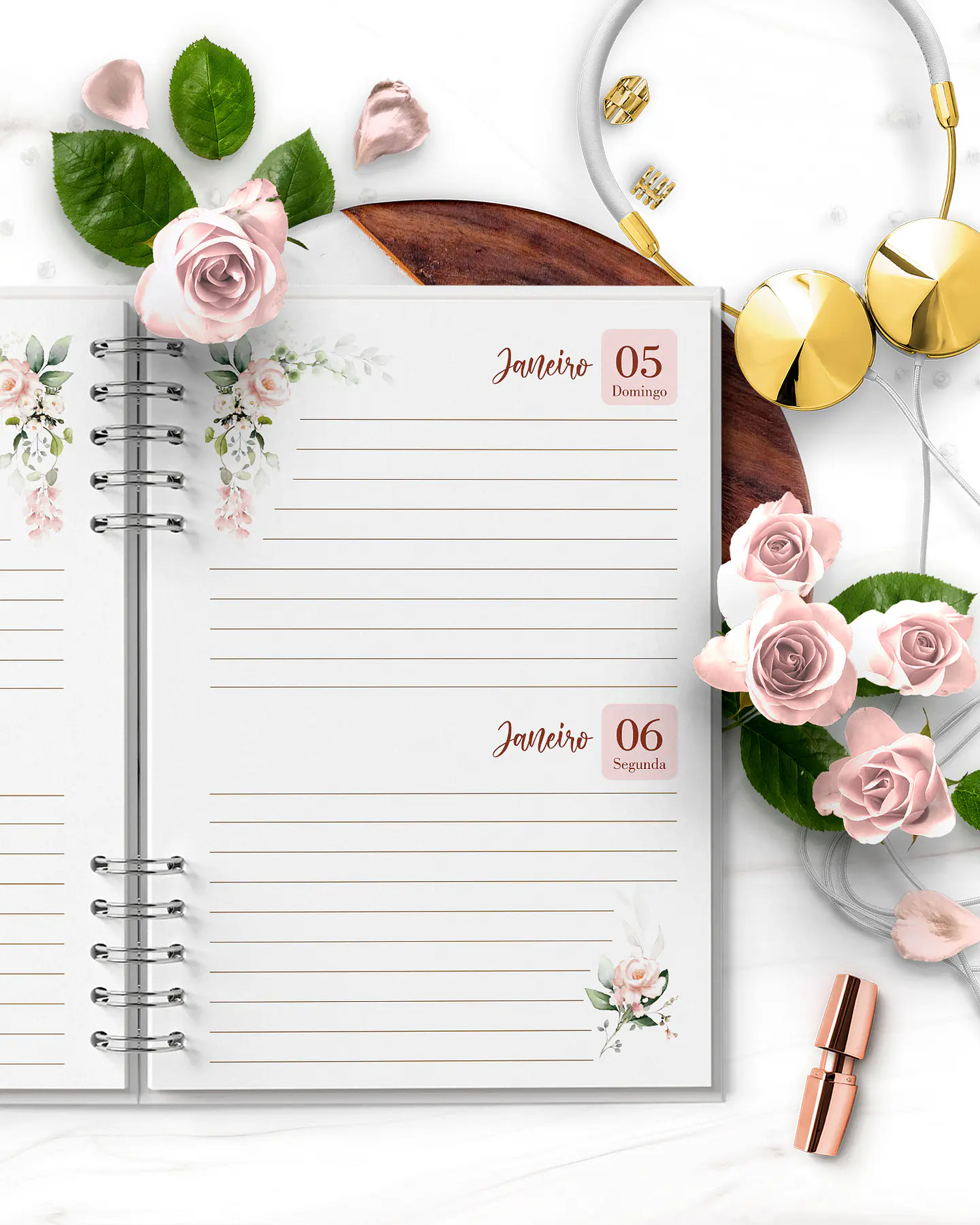 Arquivo Combo 4 Agendas Floral Rosa 2025 e Permanente – Bicho Papel 3
