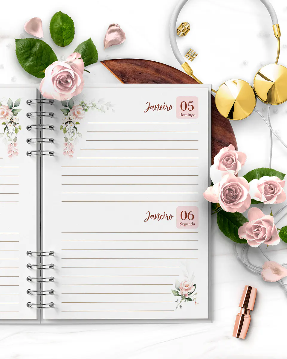 Arquivo Combo 4 Agendas Floral Rosa 2025 e Permanente – Bicho Papel 3