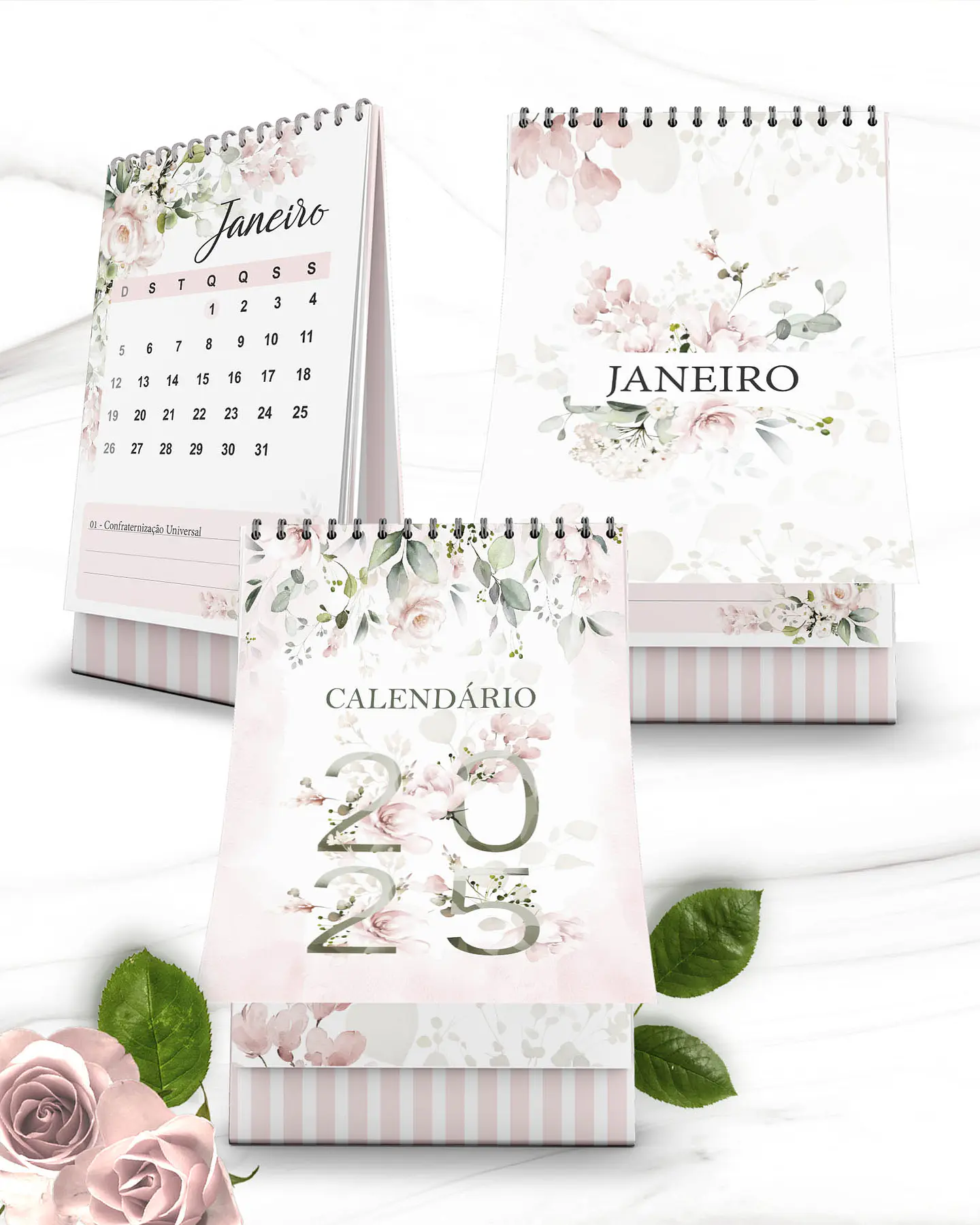 Arquivo Kit Calendários 2025 Coleção Floral Rosa - Bicho Papel 3