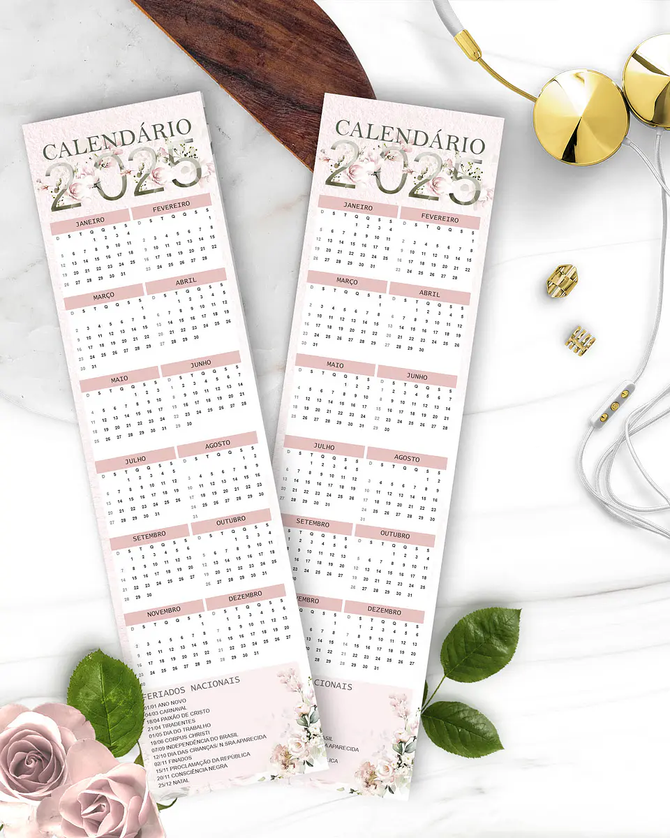 Arquivo Kit Calendários 2025 Coleção Floral Rosa - Bicho Papel 4