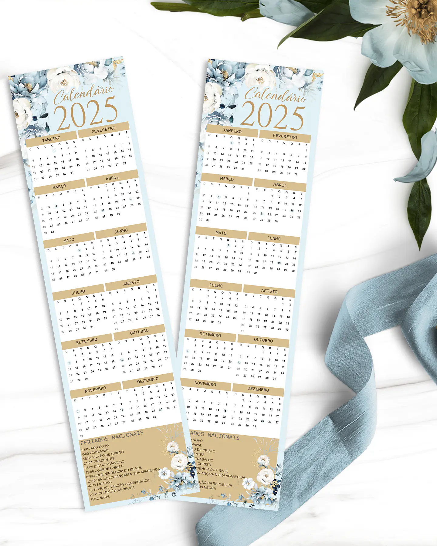 Arquivo Kit Calendários 2025 Coleção Floral Azul - Bicho Papel 4