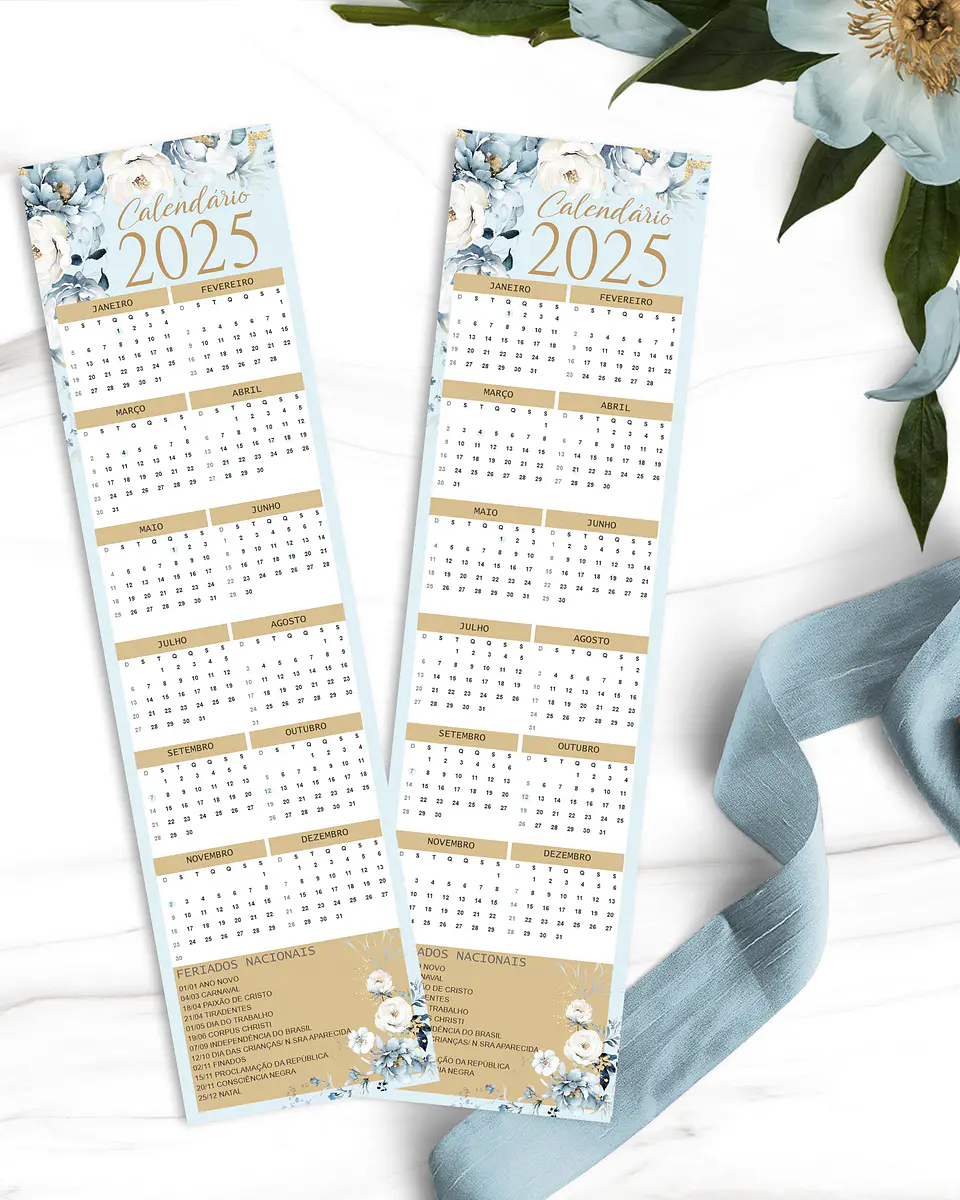 Arquivo Kit Calendários 2025 Coleção Floral Azul - Bicho Papel 4