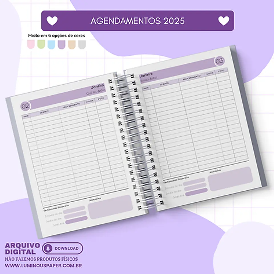 Arquivo Combo Agendamento 2025 - Luminous 12