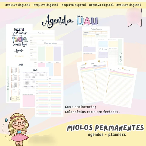 Arquivo Miolos UAU Permanentes Agenda e Planner - Mimos Personalizados