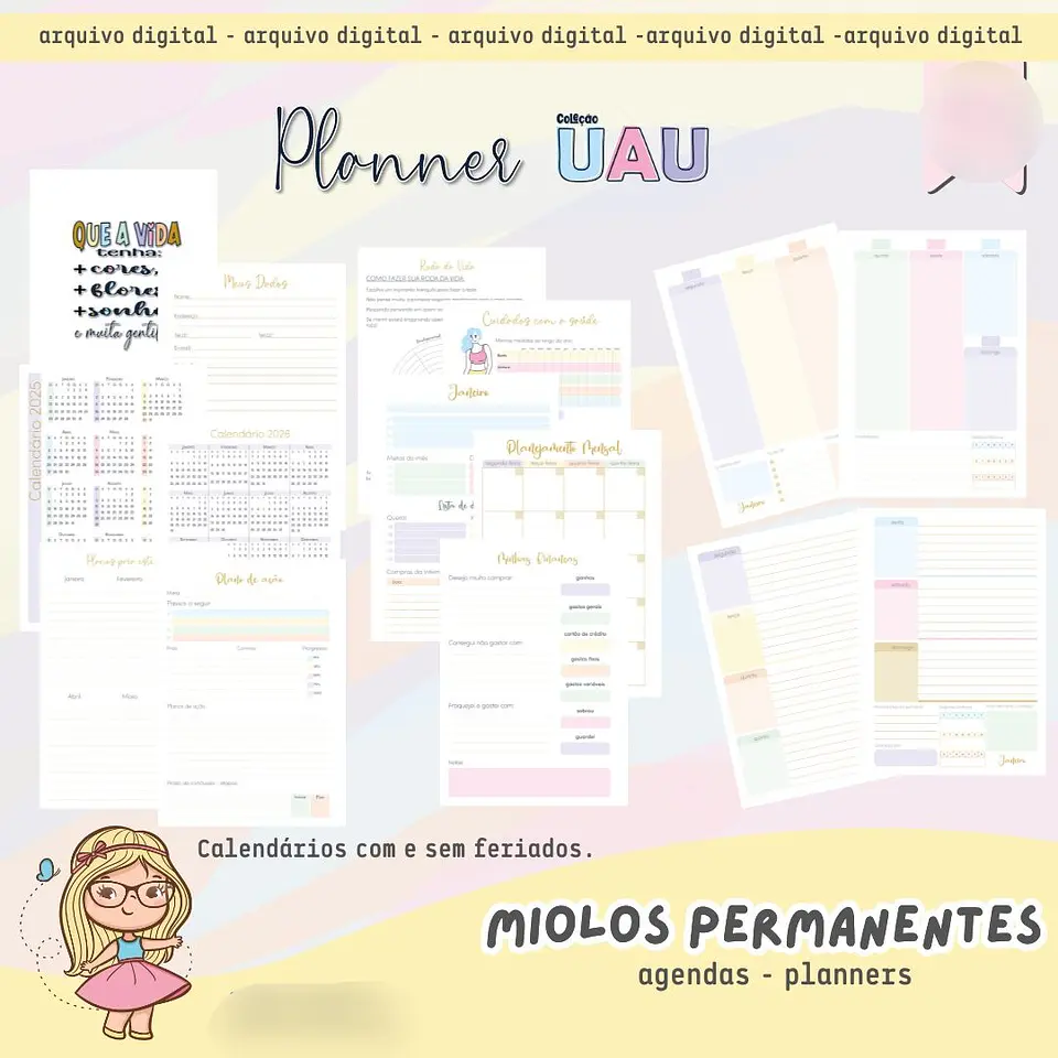 Arquivo Miolos UAU Permanentes Agenda e Planner - Mimos Personalizados 2