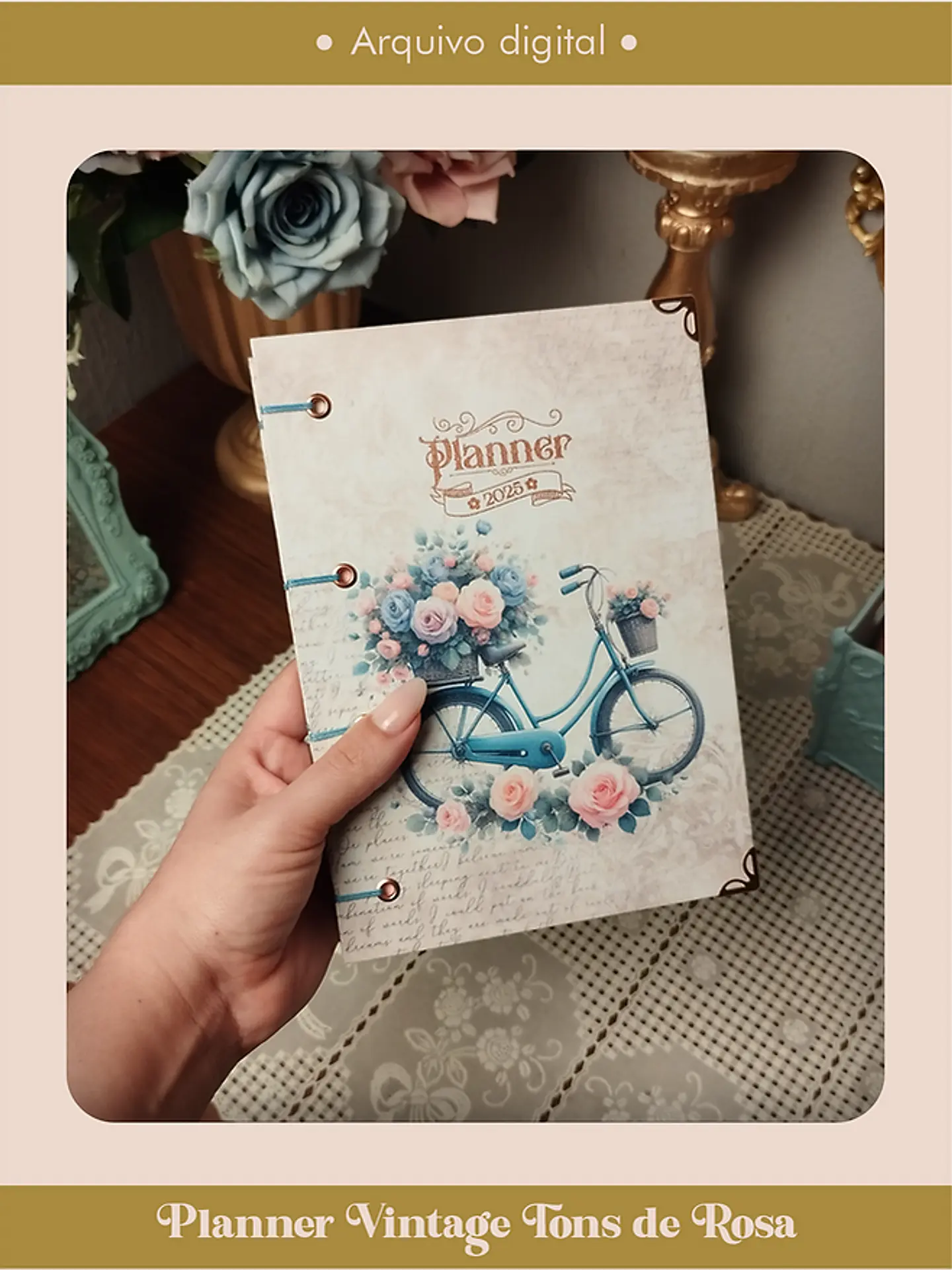 Arquivo Planner Vintage Tons de Rosa 2025 e sem data COSTURA - Perfeito Miolo 6
