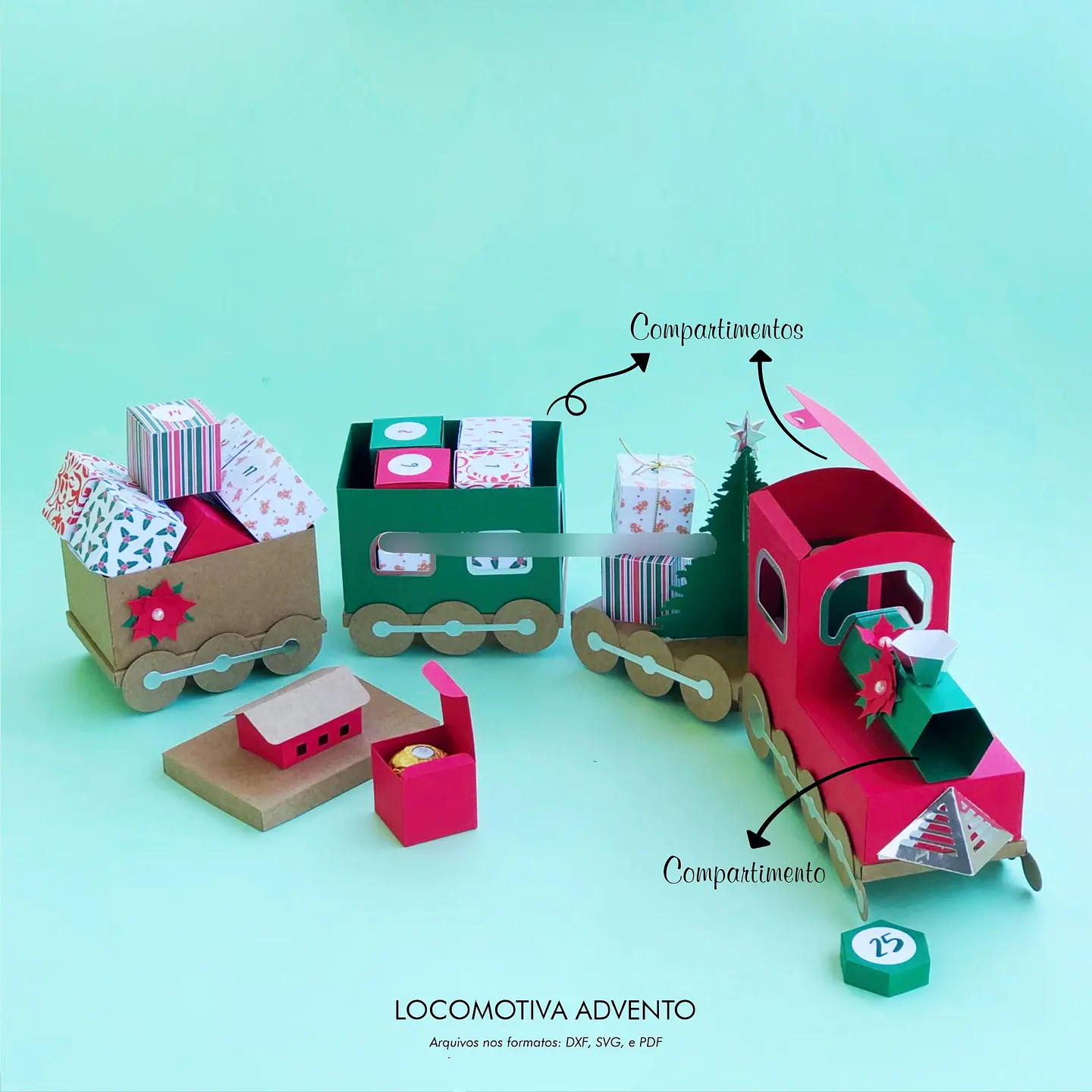 Arquivo Natal Molde Calendário do Advento Locomotiva - Danila Marques 9