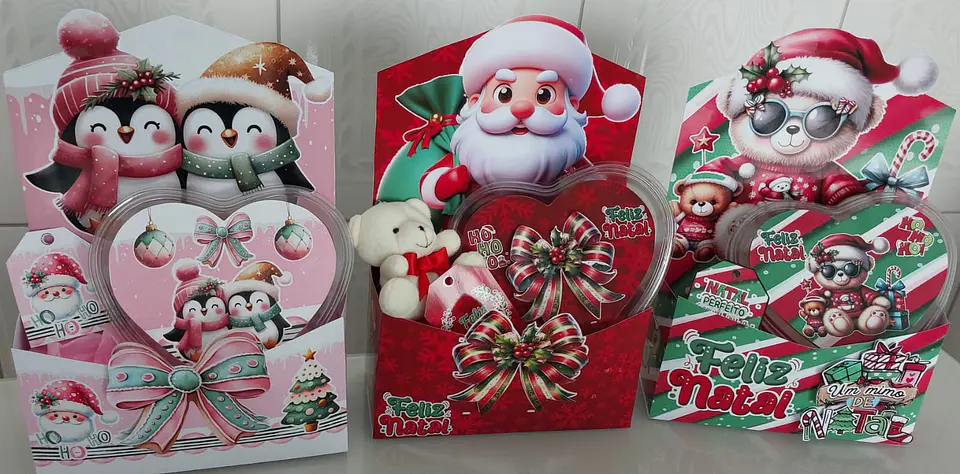 Arquivo Natal Caixa Envelope e Adersivo de Coração 3