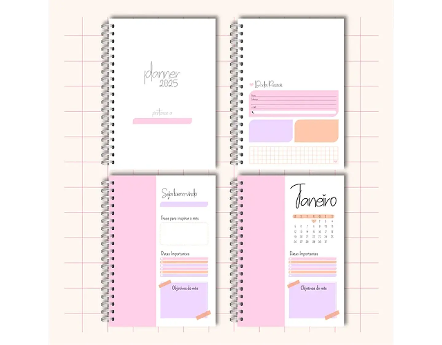 Arquivo Planners 2025 Coleção Meus Sonhos - BM ARQUIVOS 2