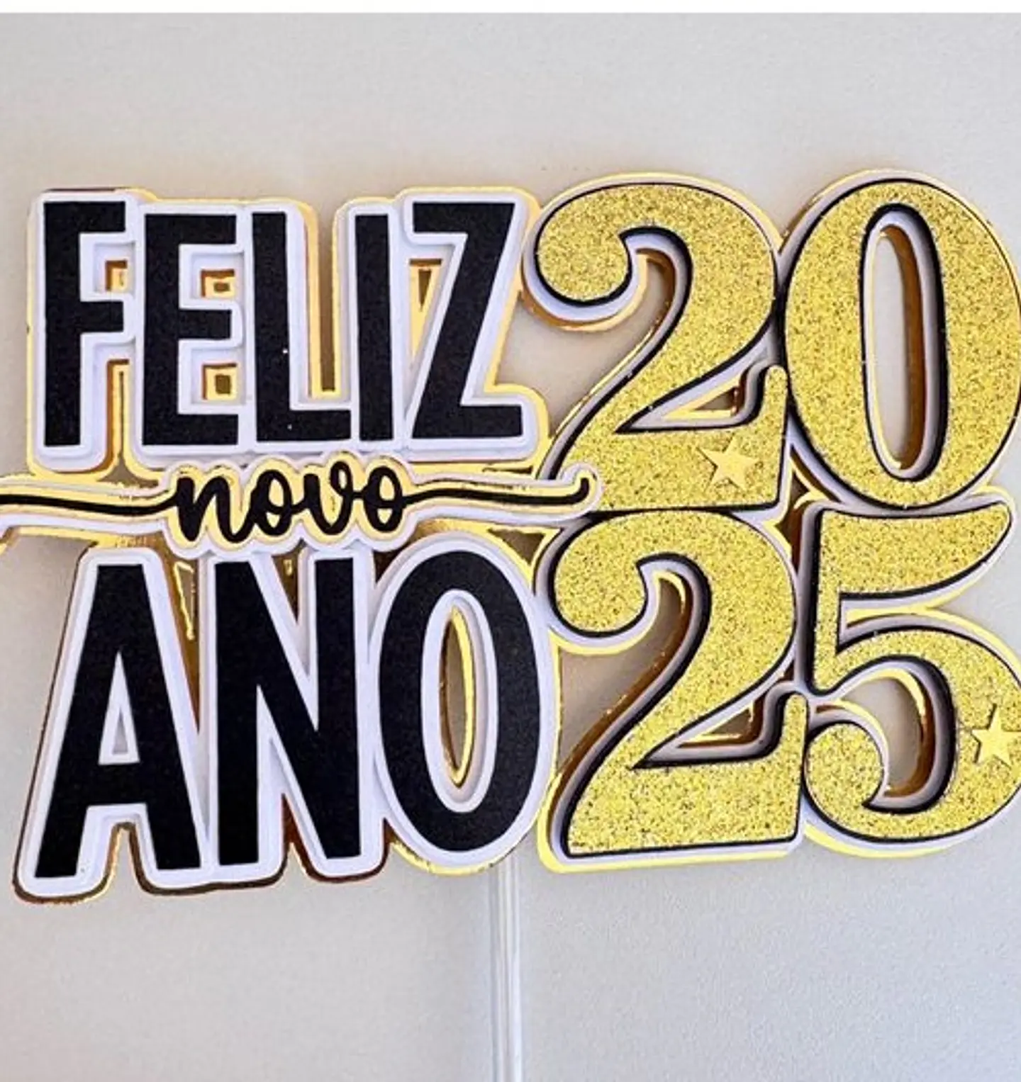Arquivo topo de bolo Ano Novo 2025 Combo - em camadas 2