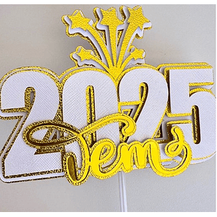 Arquivo topo de bolo Ano Novo 2025 Reveillon - em camadas