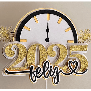 Arquivo topo de bolo Ano Novo 2025 - em camadas