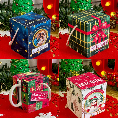 Arquivo Natal Caixa Caneca Box com Alça - Ilustracin