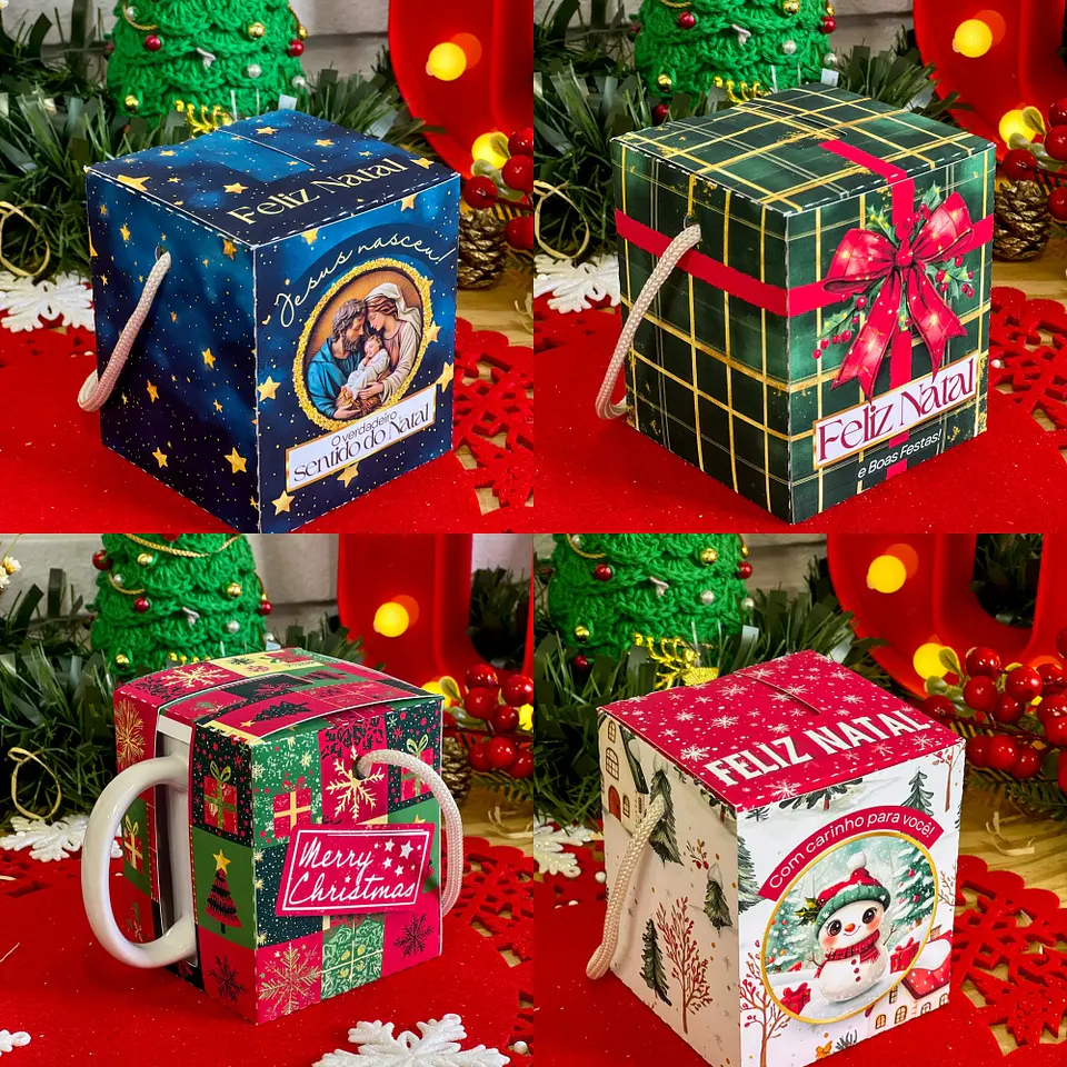 Arquivo Natal Caixa Caneca Box com Alça - Ilustracin 1