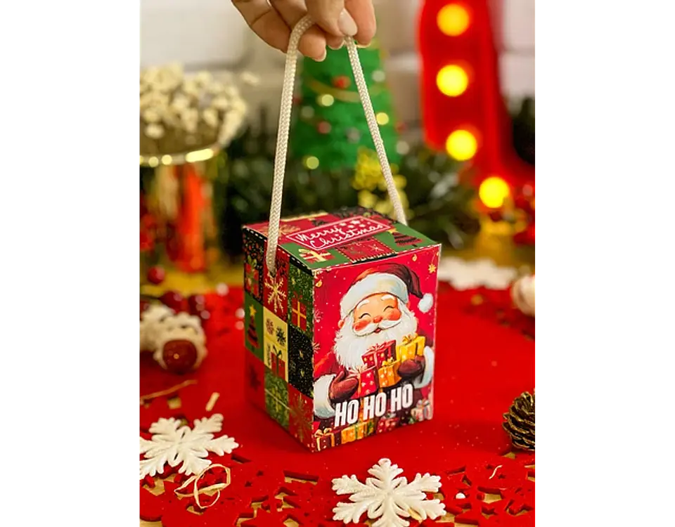 Arquivo Natal Caixa Mini Panetone Box com Alça - Ilustracin 3