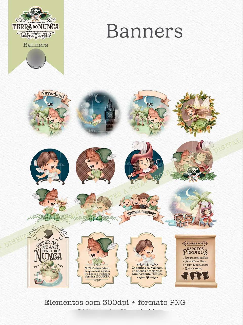 Arquivo Terra do Nunca Peter Pan Combo Ilustrações - 4