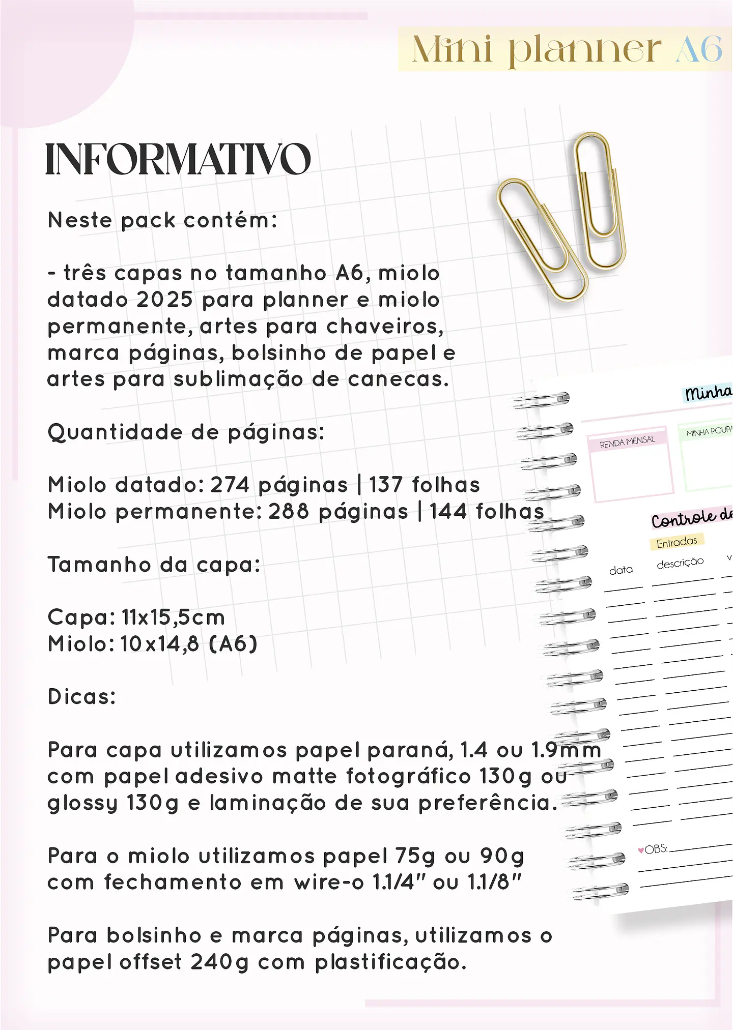 Arquivo Mini Planner Combo A6 Candy - Lina 3