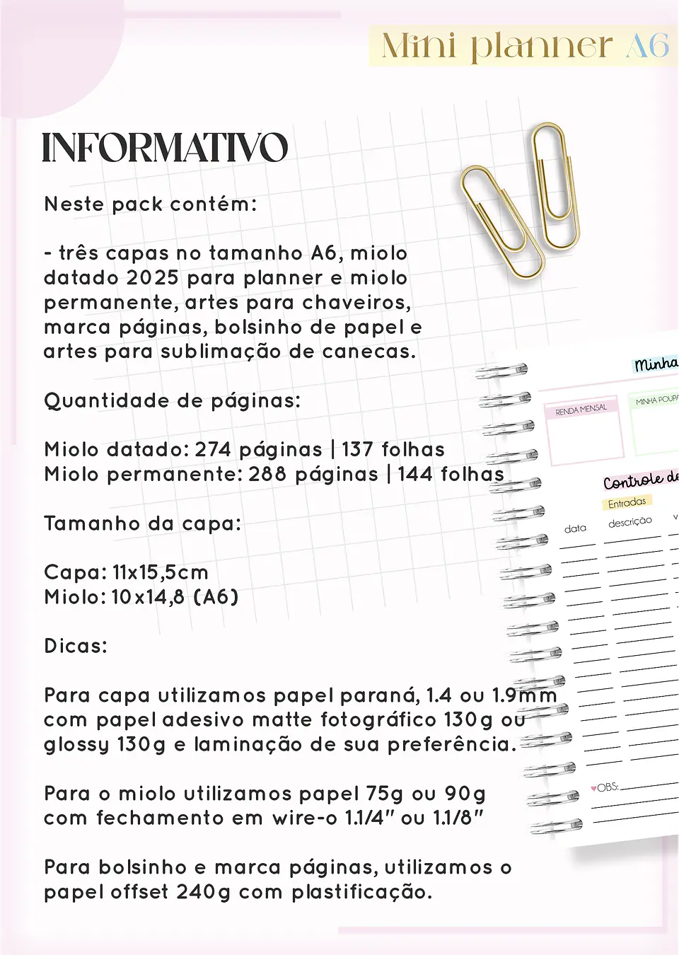 Arquivo Mini Planner Combo A6 Candy - Lina 3
