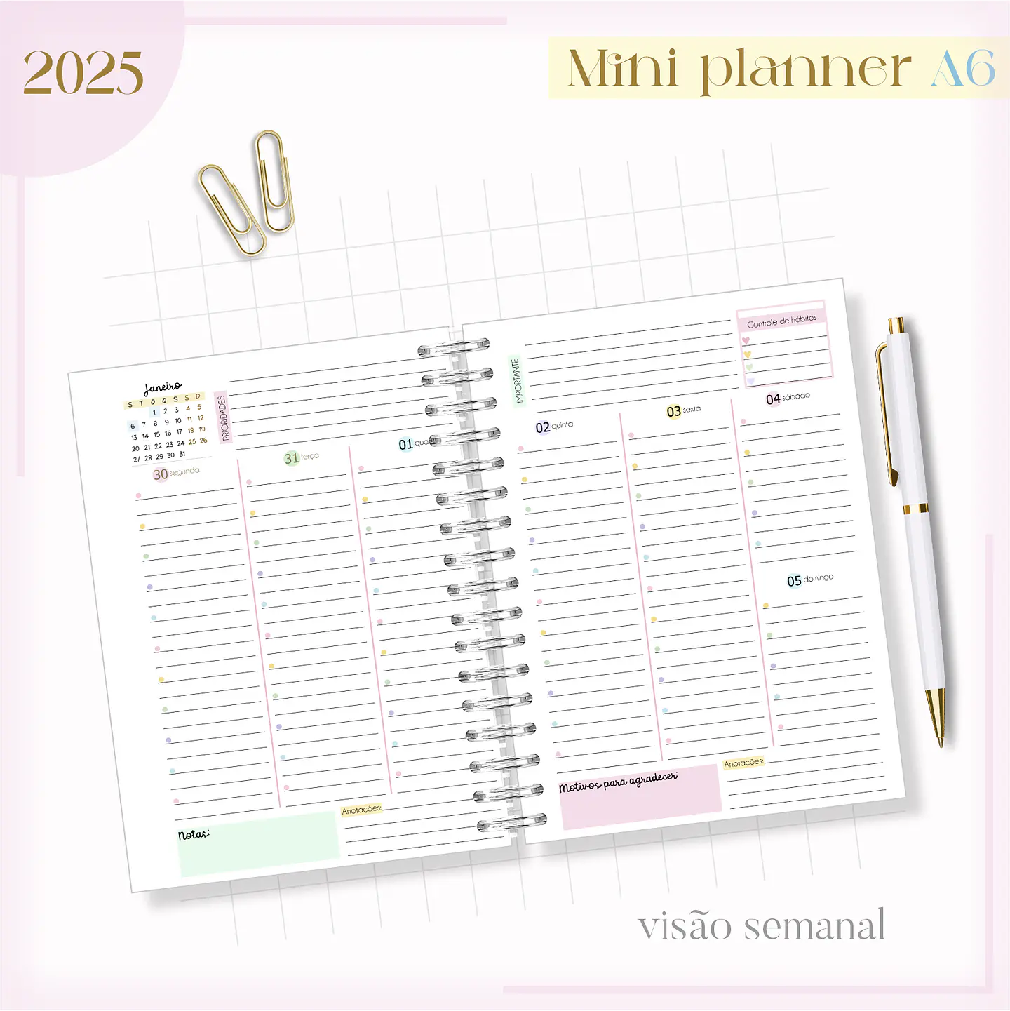 Arquivo Mini Planner Combo A6 Candy - Lina 14