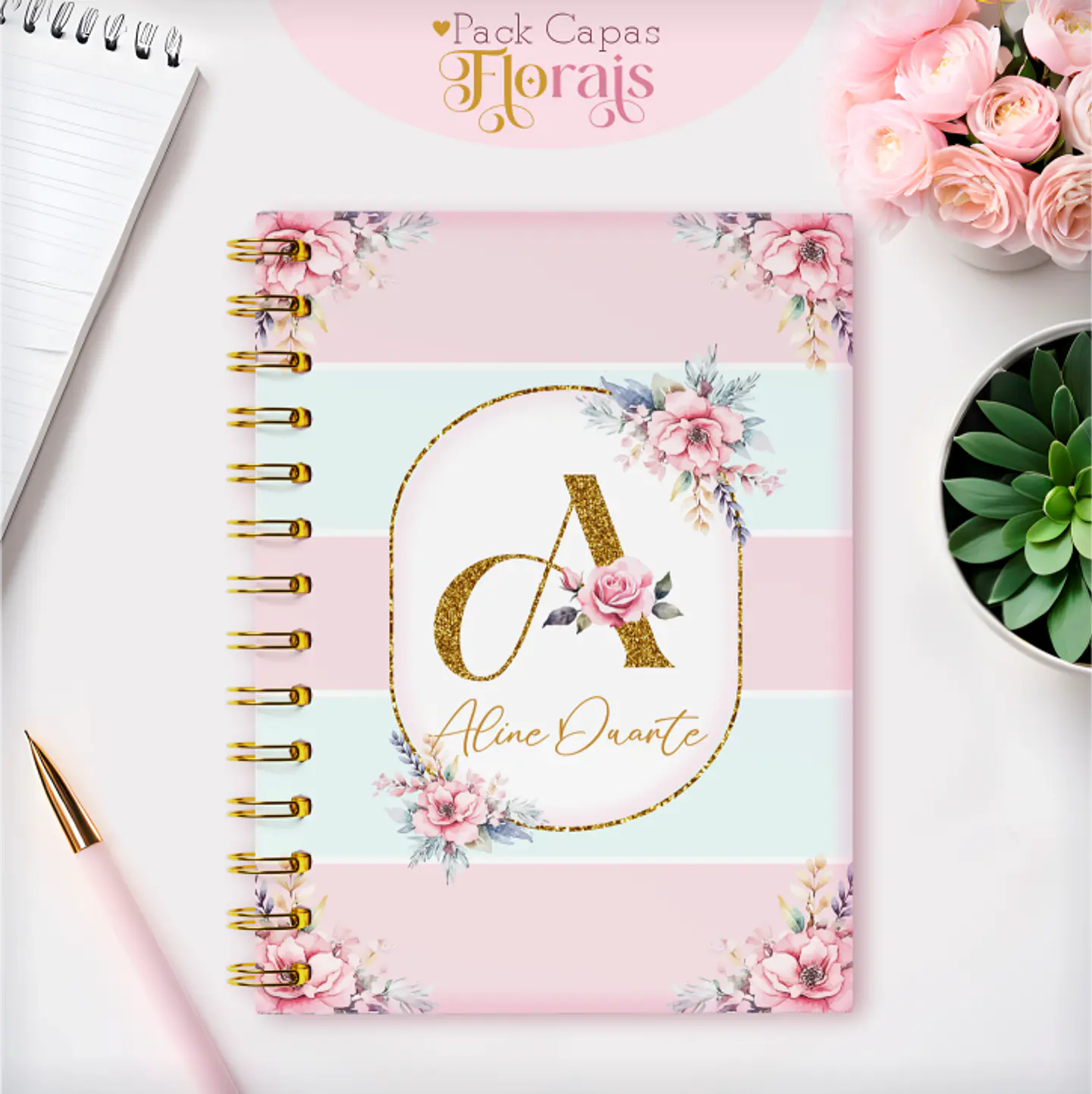 Arquivo Capas Alfabeto Floral - Lina 7