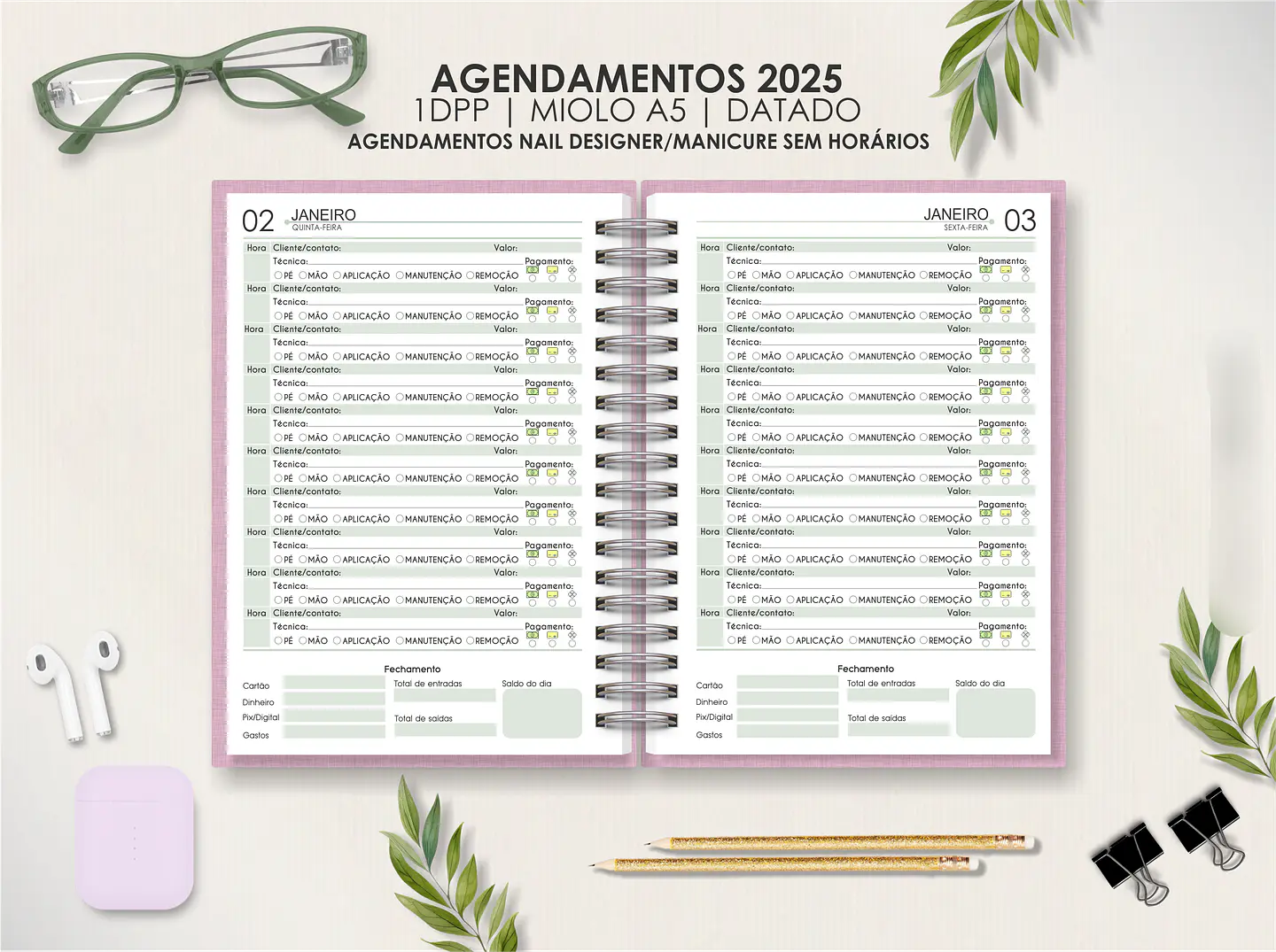 Arquivo Agendamento Nail Designer 2025 Sem Horário - MOLDES DA LÊ 2