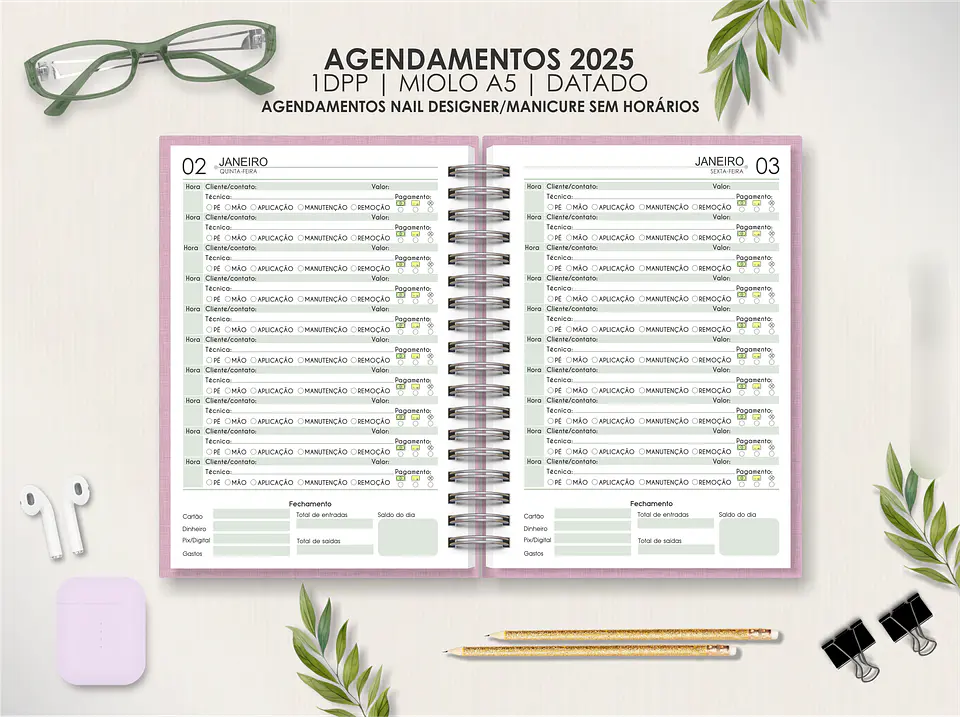 Arquivo Agendamento Nail Designer 2025 Sem Horário - MOLDES DA LÊ 2