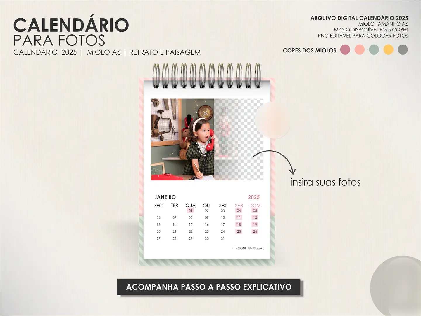 Arquivo Calendário para Fotos A6 2025 - Moldes da Lê 2