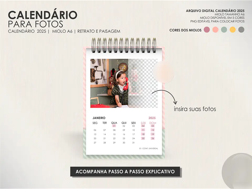 Arquivo Calendário para Fotos A6 2025 - Moldes da Lê 2