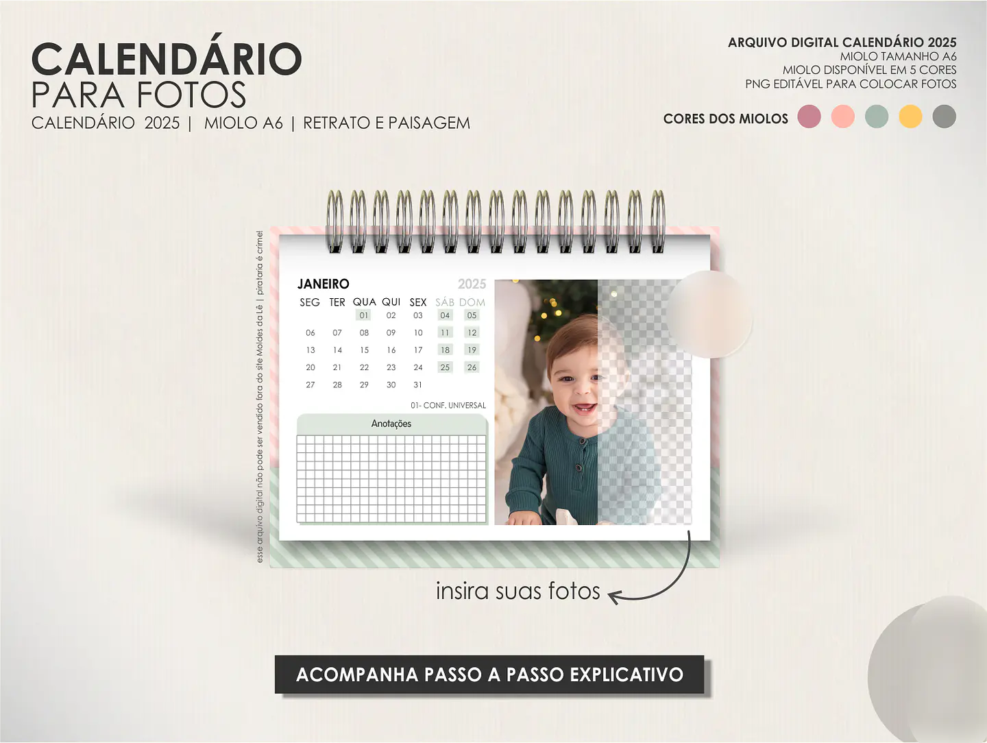 Arquivo Calendário para Fotos A6 2025 - Moldes da Lê 3
