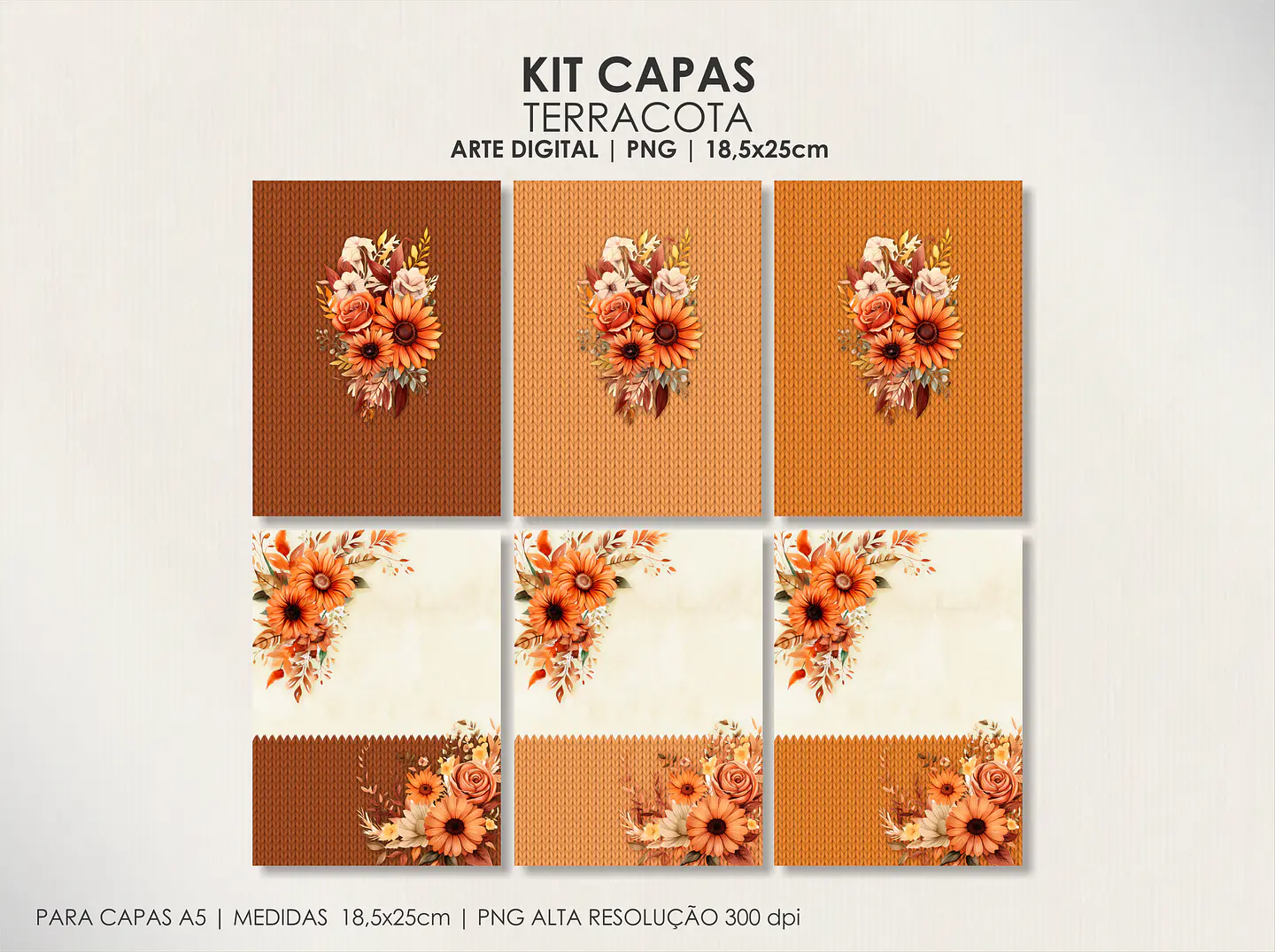  Arquivo Capas Kit Floral Terracota - Moldes da Lê 2