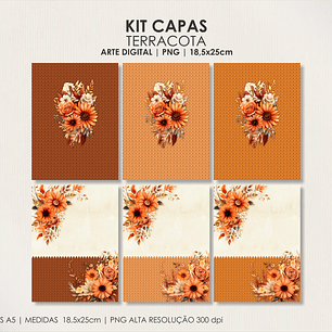  Arquivo Capas Kit Floral Terracota - Moldes da Lê