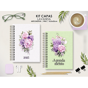 Arquivo Capas Kit Floral Lavanda - Moldes da Lê