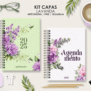 Arquivo Capas Kit Floral Lavanda - Moldes da Lê