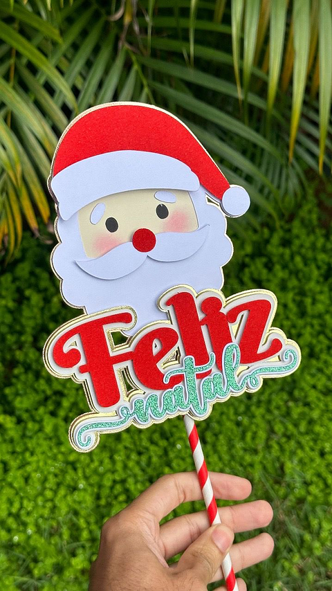  Arquivo Topo de Bolo Feliz Natal Noel - EM CAMADAS