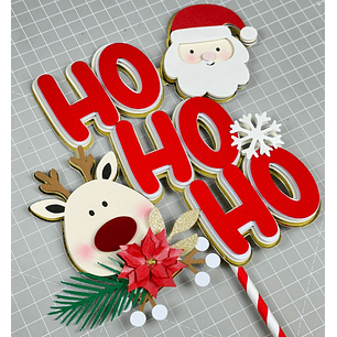 Arquivo Topo de Bolo Natal Hohoho Rena e Noel - EM CAMADAS