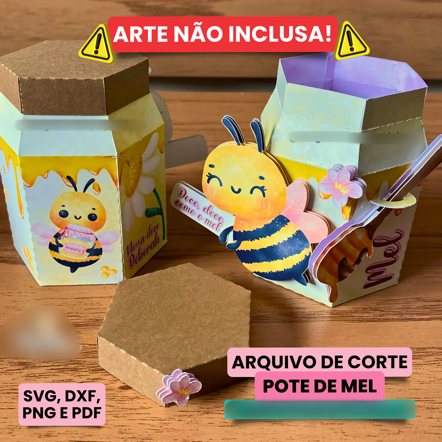 Arquivo de Corte Pote de Mel - Somente Molde 2