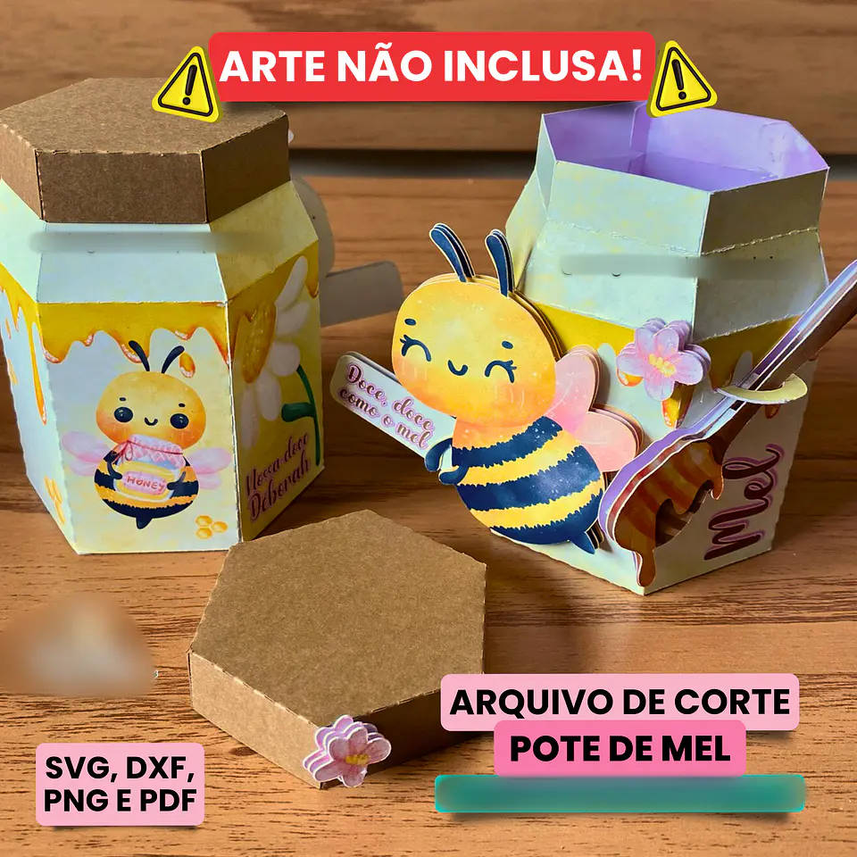 Arquivo de Corte Pote de Mel - Somente Molde 2