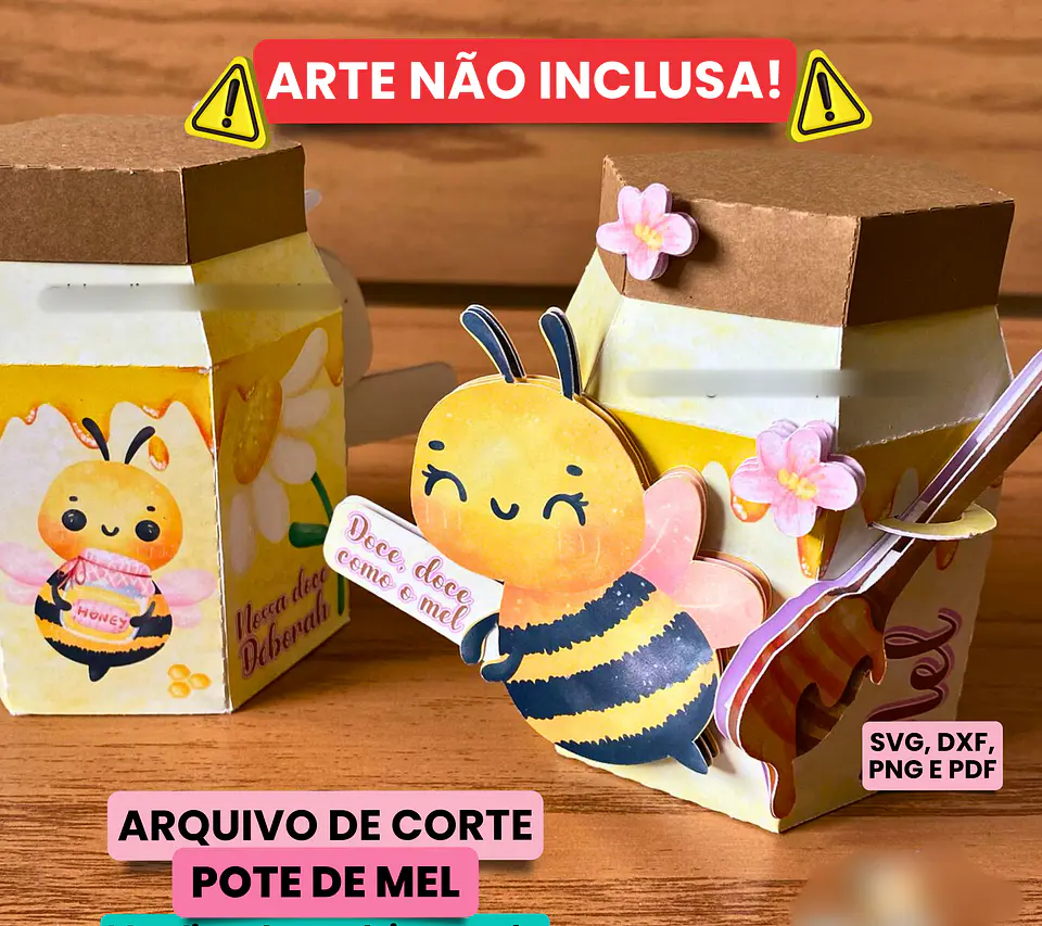 Arquivo de Corte Pote de Mel - Somente Molde 3