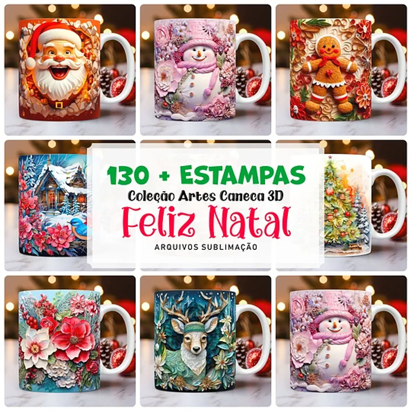 Arquivo Canecas Natal 130 Artes Combo 1