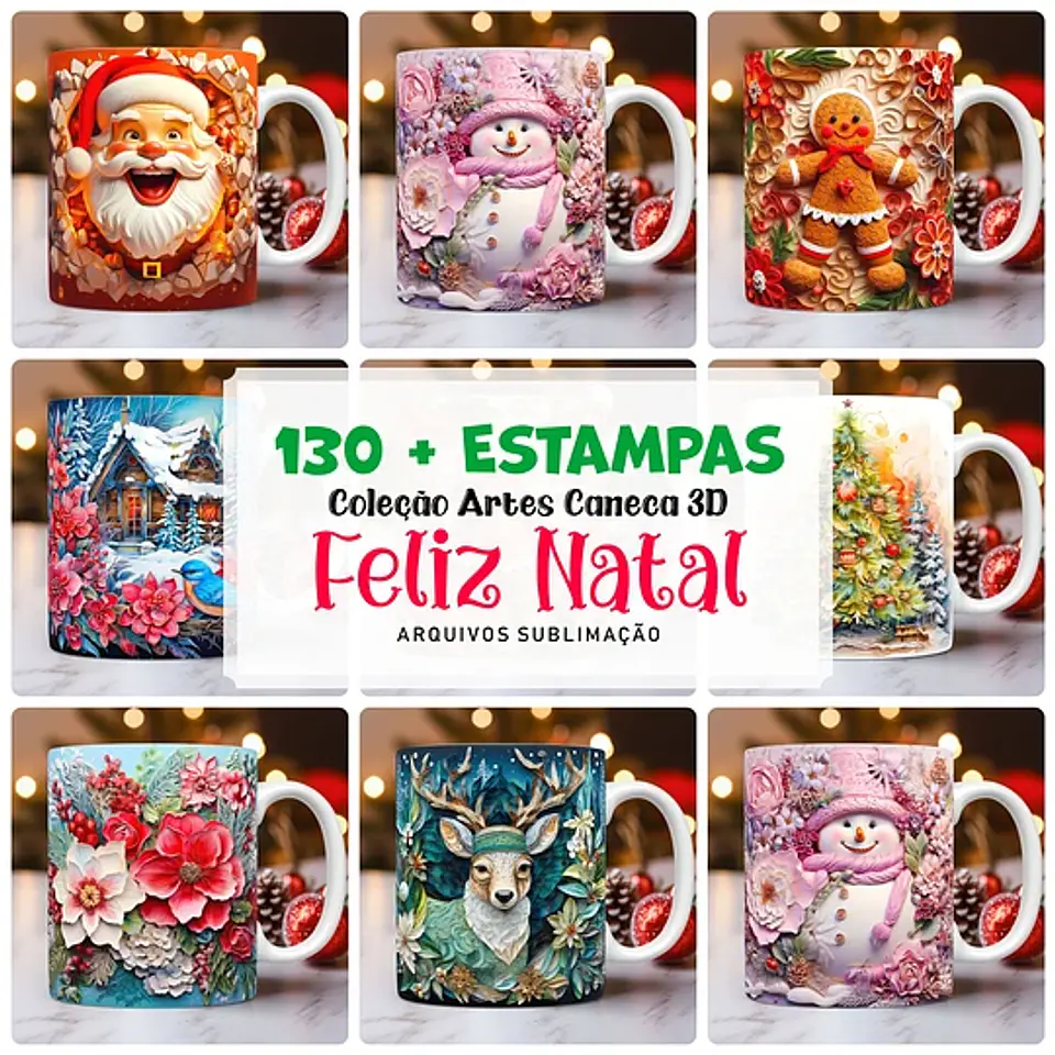Arquivo Canecas Natal 130 Artes Combo 1