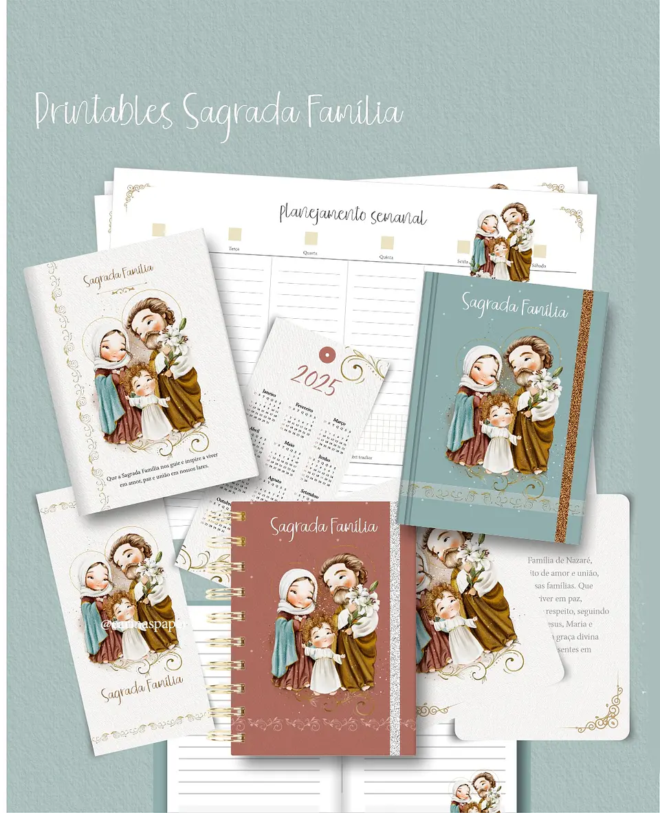 Kit Encadernação Sagrada Família – Printables (Santinhos) - Carinas Paper 1