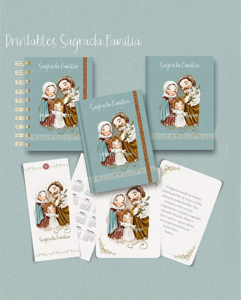 Kit Encadernação Sagrada Família – Printables (Santinhos) - Carinas Paper 5