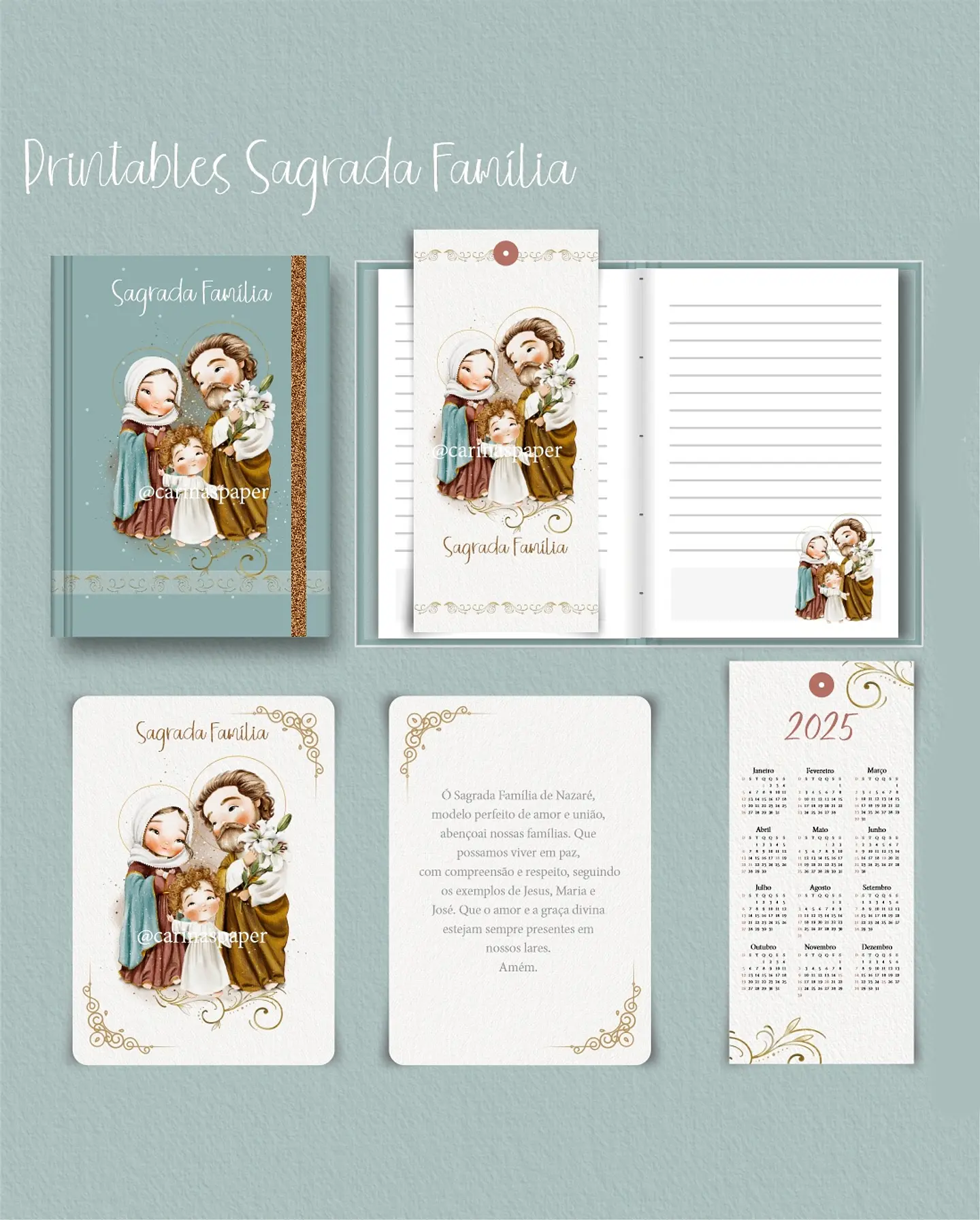 Kit Encadernação Sagrada Família – Printables (Santinhos) - Carinas Paper 6