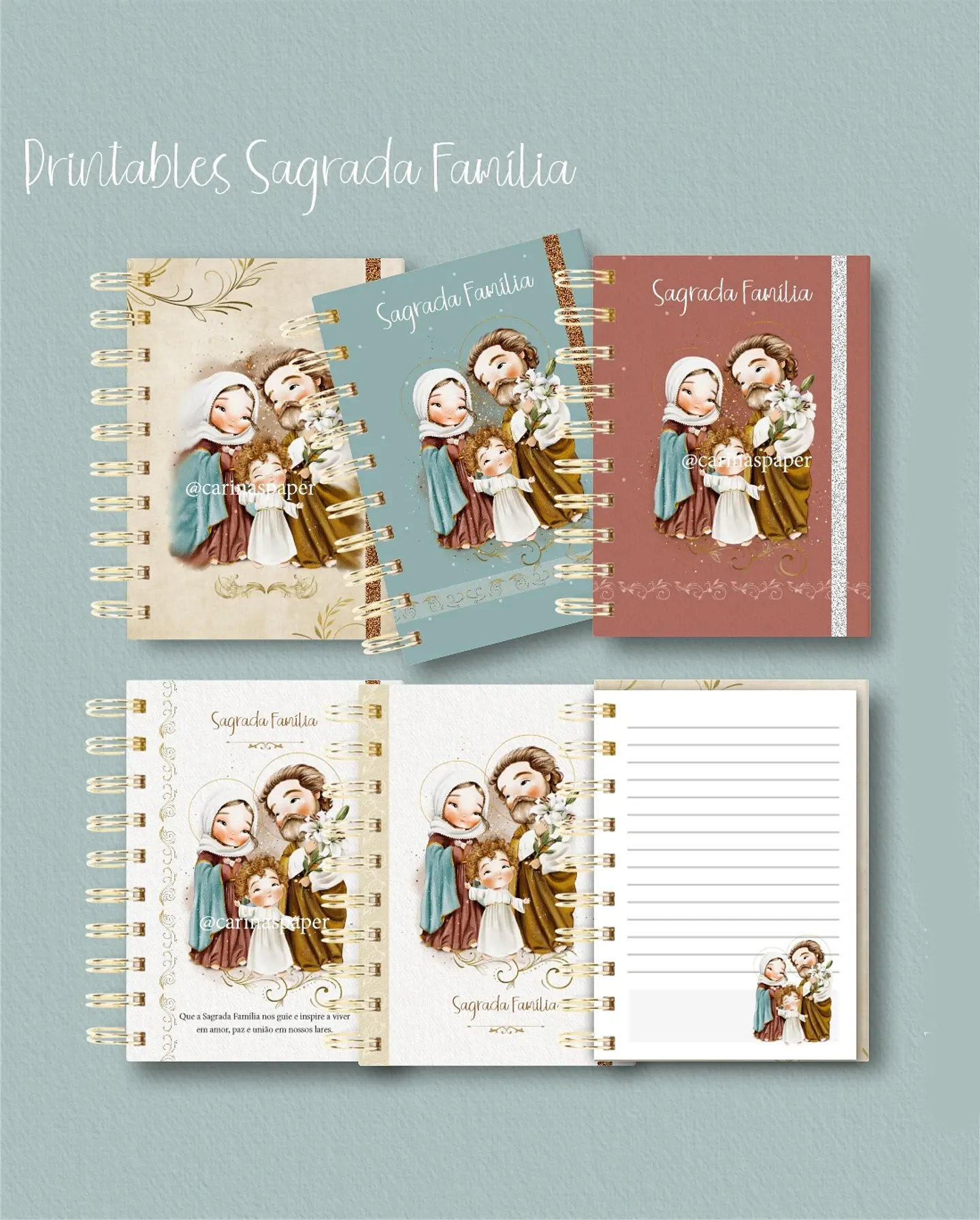 Kit Encadernação Sagrada Família – Printables (Santinhos) - Carinas Paper 7