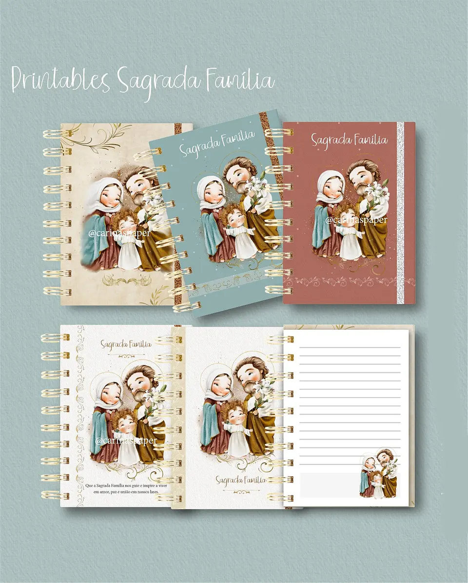 Kit Encadernação Sagrada Família – Printables (Santinhos) - Carinas Paper 7