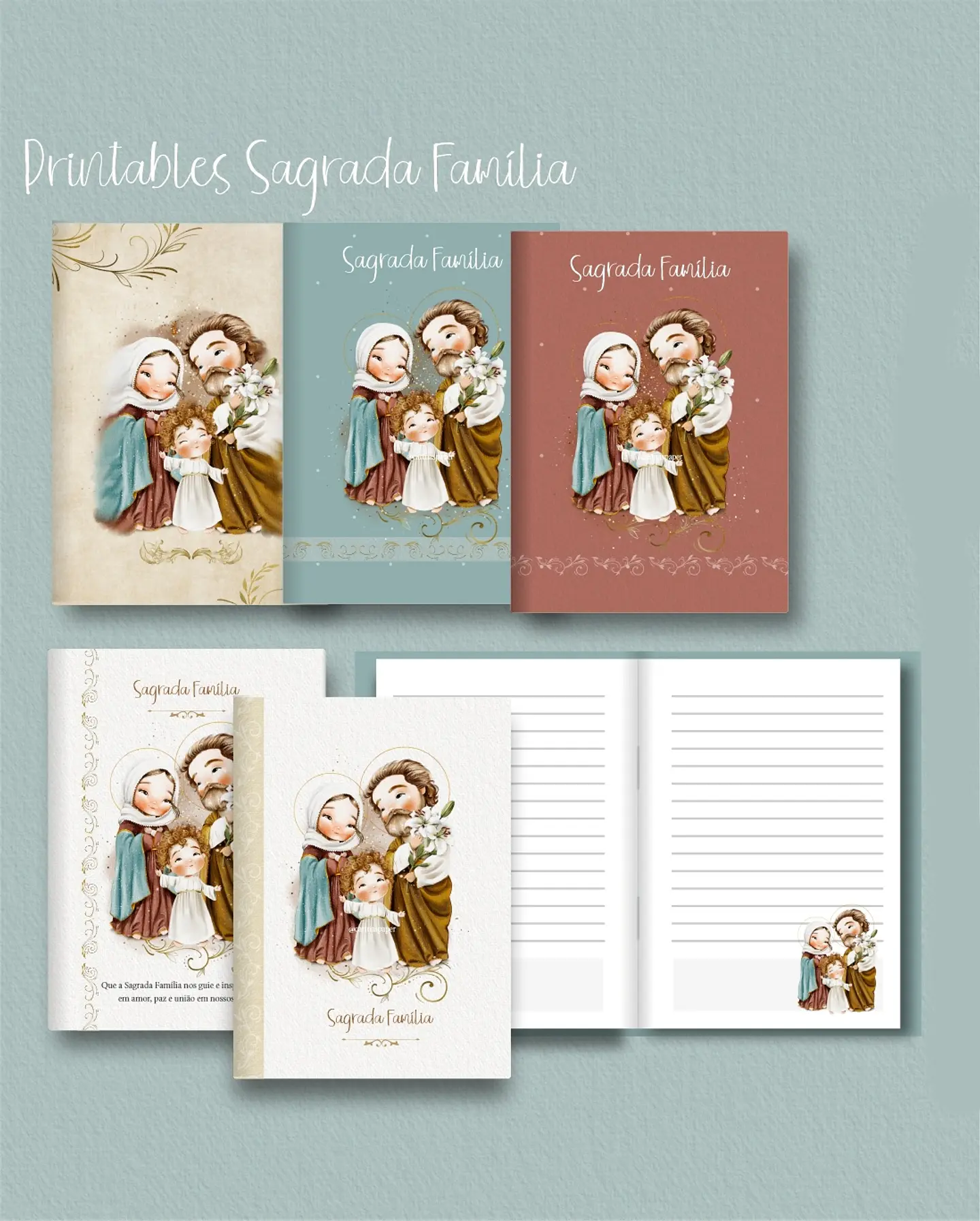 Kit Encadernação Sagrada Família – Printables (Santinhos) - Carinas Paper 8