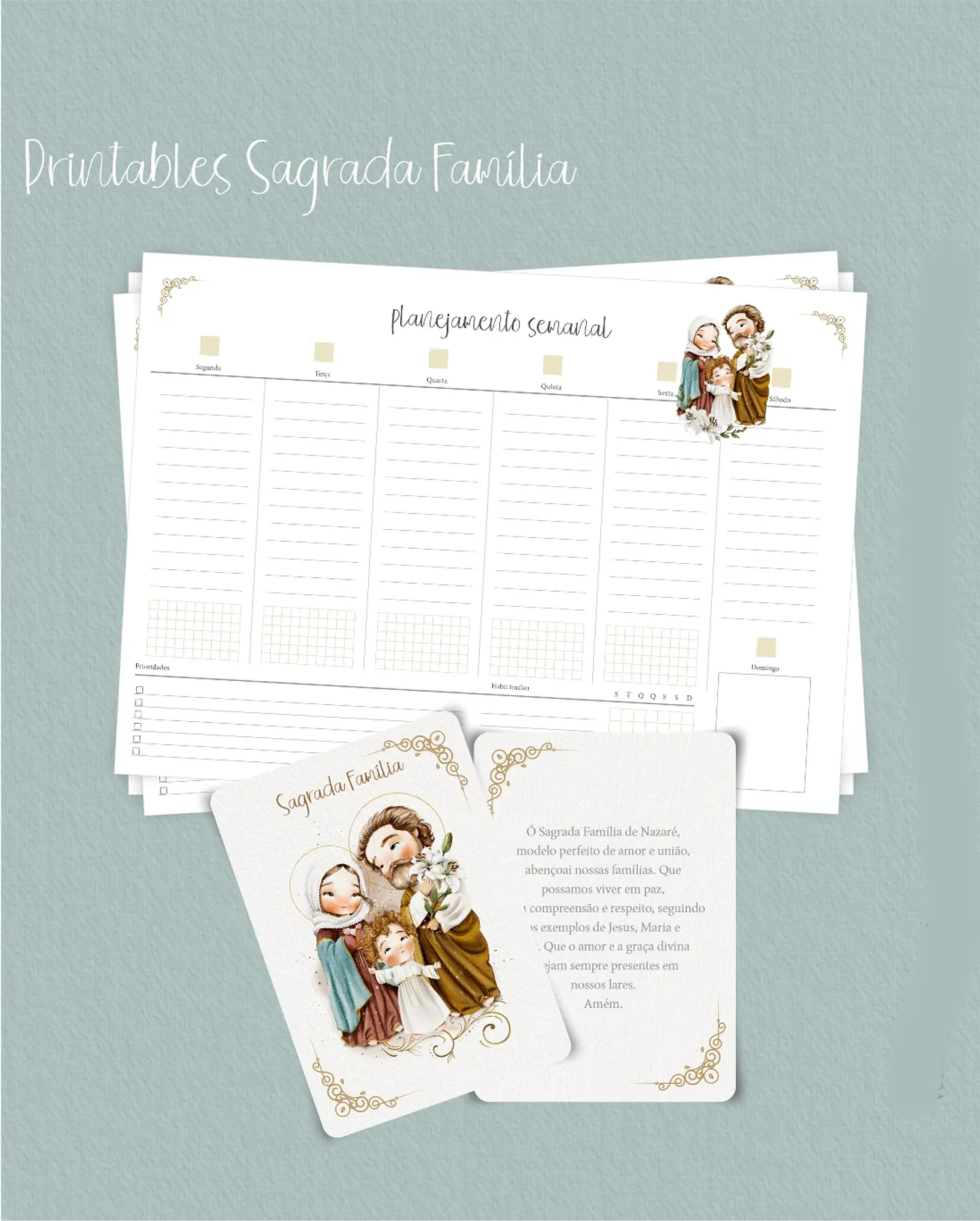 Kit Encadernação Sagrada Família – Printables (Santinhos) - Carinas Paper 10